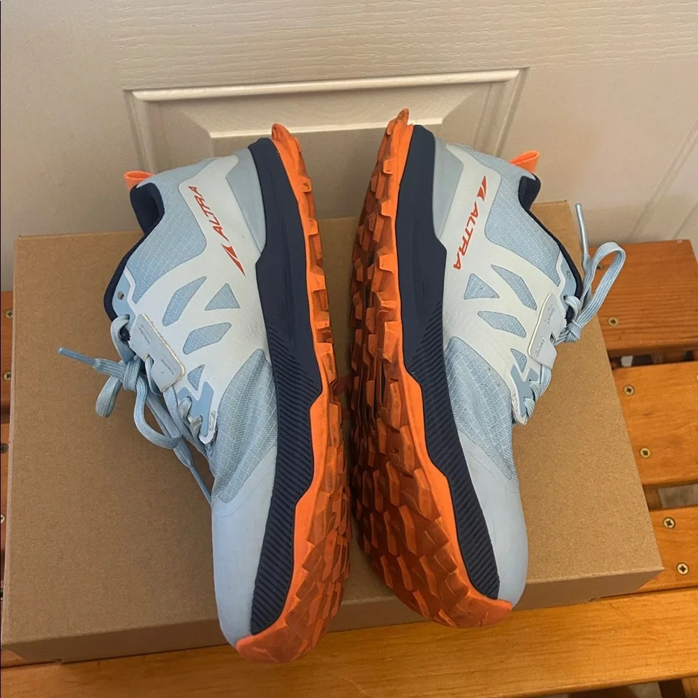 Women’s Altra W Lone Peak 7 Running Sneaker w/box Size 7.5 - Light Blue/Orange - Picture 6 of 9